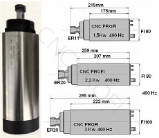 Elektrowrzeciono woda CNC PROFI 3 Kw 3x220V