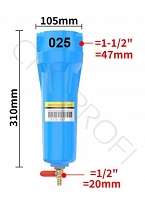 Precyzyjny filtr sprężonego powietrza 025 do mgły olejowej P