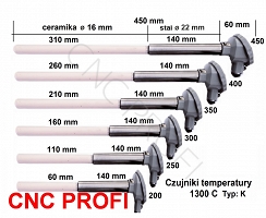 Czujnik temperatury 1300 C długość 250mm typ K