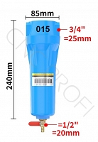 Precyzyjny filtr sprężonego powietrza 015 do mgły olejowej S